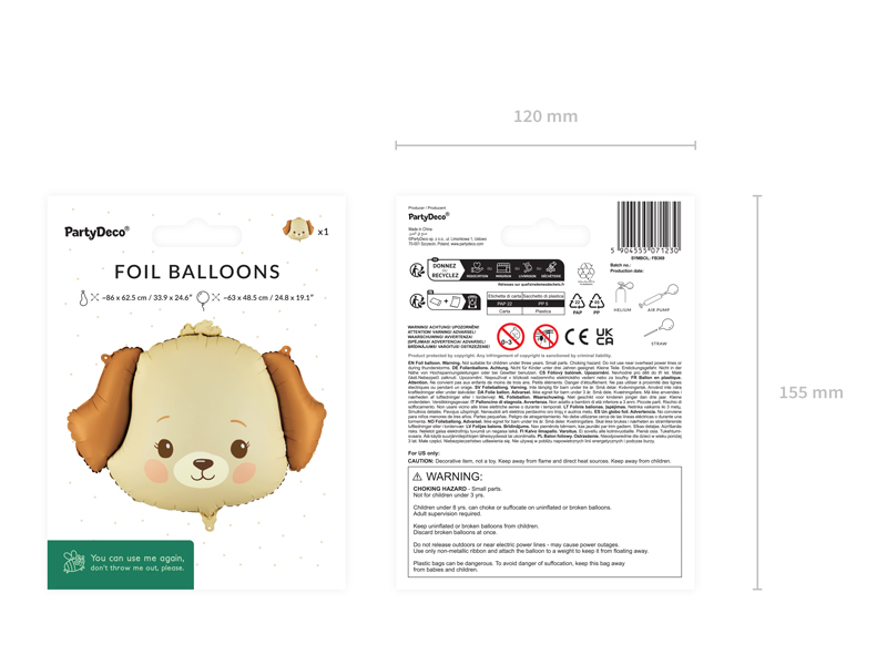 Balon foliowy Piesek, 63x48,5 cm, mix - obrazek 3