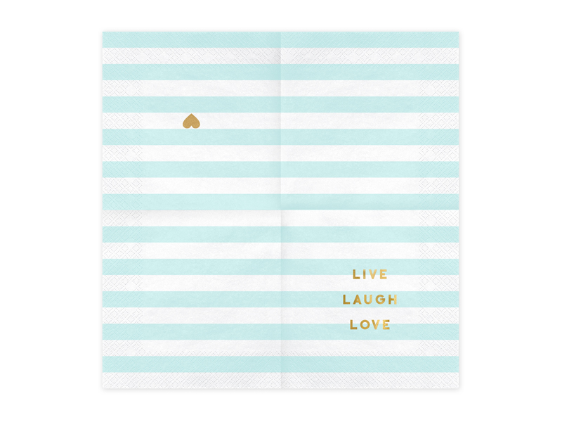 Serwetki Yummy - Live Laugh Love, jasny niebieski, 33x33cm (1 op. / 20 szt.) - obrazek 2