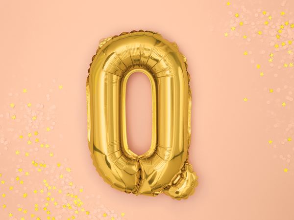 Balon foliowy Litera ''Q'', 35cm, złoty - obrazek 2