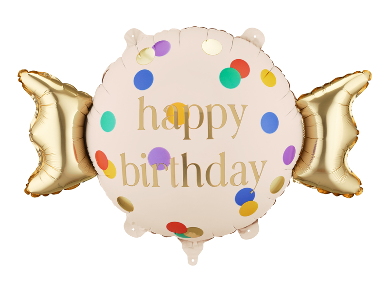 Balon foliowy Cukierek ''Happy Birthday'', 61x37 cm, mix