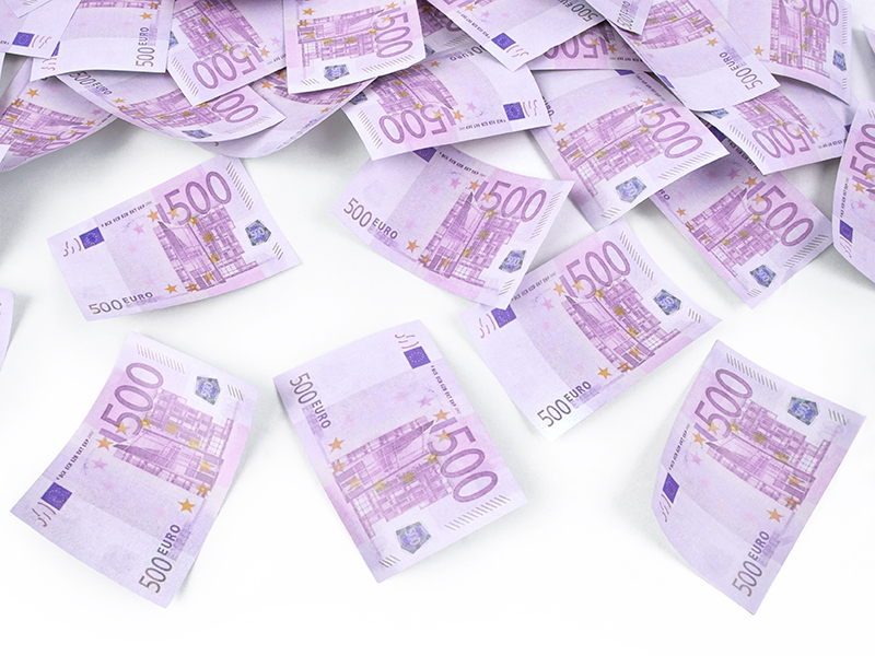 Tuba strzelająca banknotami '500 EUR', 60 cm, mix - obrazek 3