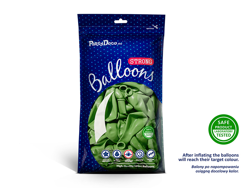 Balony Strong 30cm, Metallic Bright Green (1 op. / 50 szt.) - obrazek 2