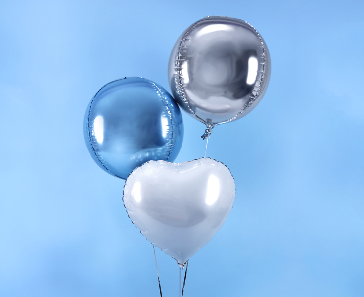 Balon foliowy Kula, 40cm, srebrny - obrazek 2
