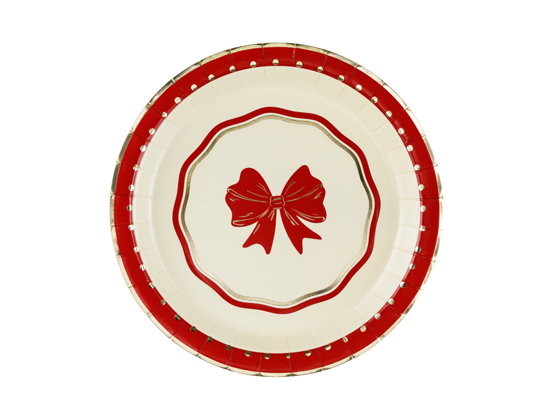Talerzyki Kokarda, 18 cm, czerwono-beżowy (1 op. / 6 szt.)