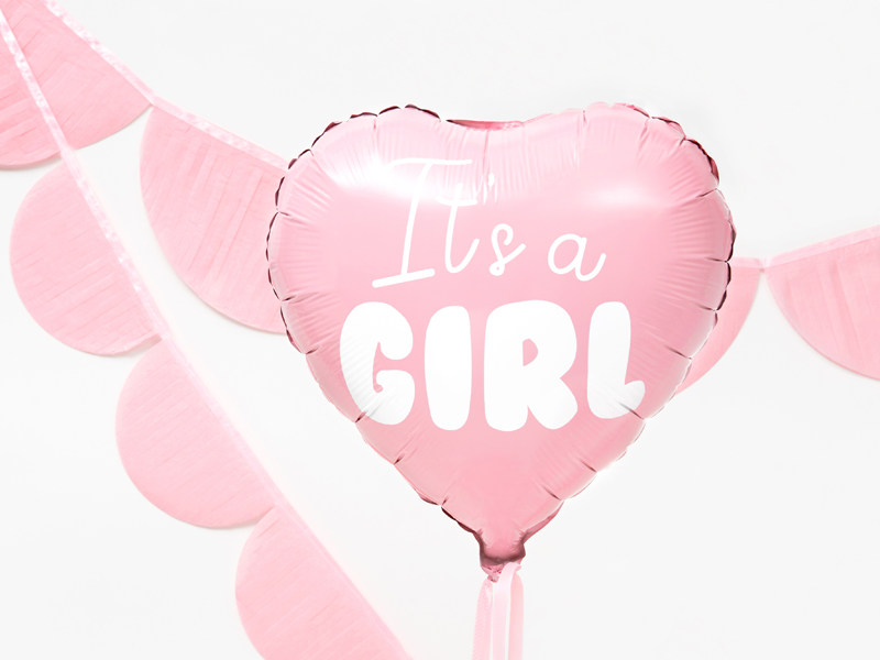 Balon foliowy Serce - It's a girl, 45cm, jasny różowy - obrazek 4