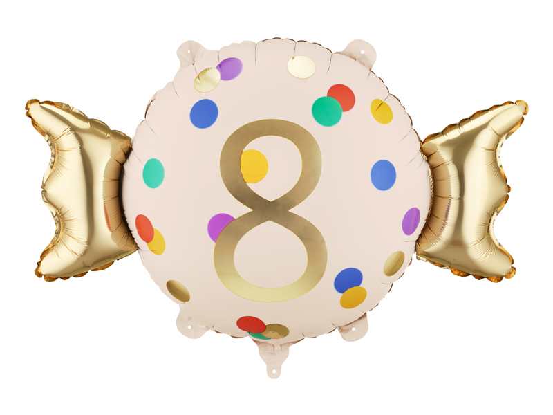 Balon foliowy Cukierek ''8'', 61x37 cm, mix