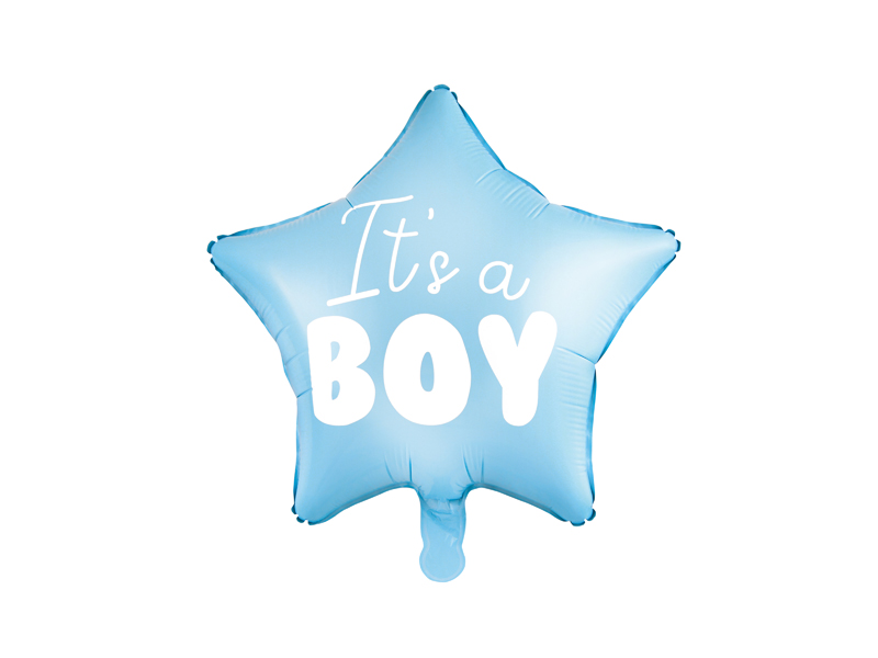 Balon foliowy Gwiazdka - It's a boy, 40cm, jasny niebieski