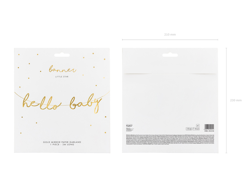 Baner Little Star - Hello Baby, złoty, 18x70cm - obrazek 8