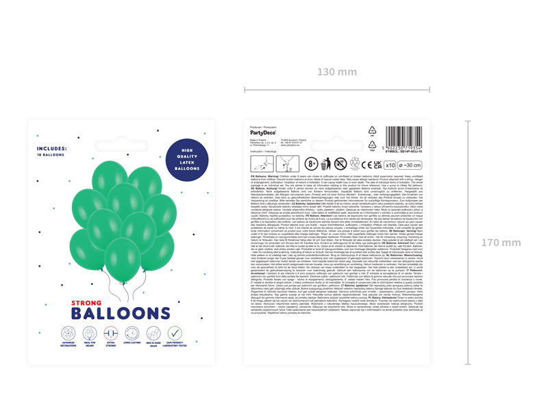 Balony Strong 30cm, Pastel Green (1 op. / 10 szt.) - obrazek 2