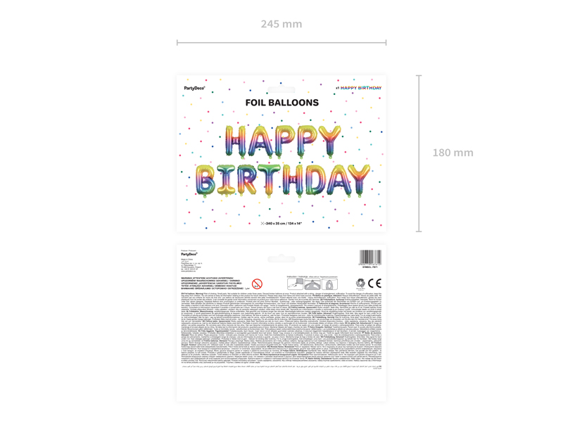 Balon foliowy Happy Birthday, 340x35cm, tęczowy - obrazek 3