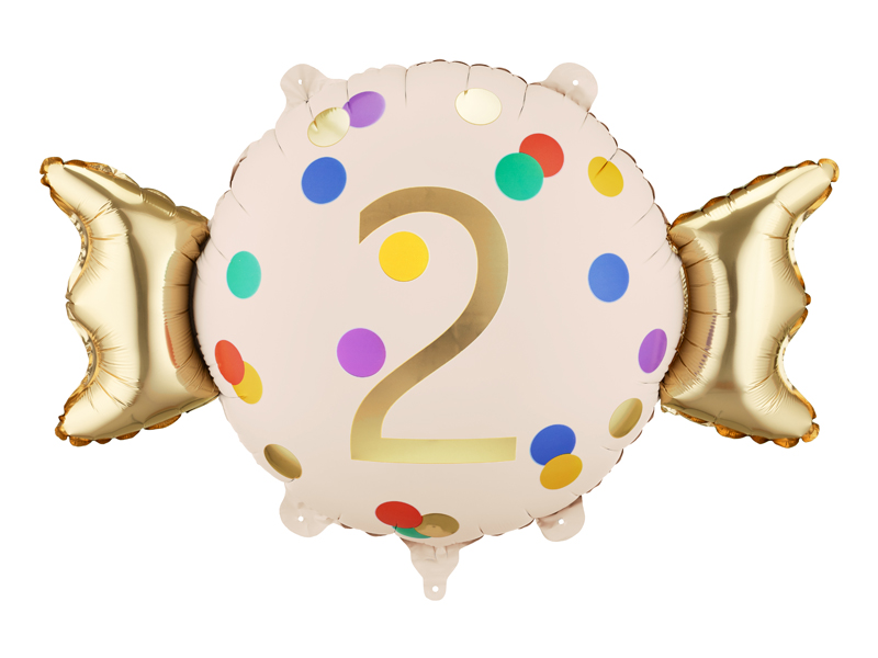 Balon foliowy Cukierek ''2'', 61x37 cm, mix