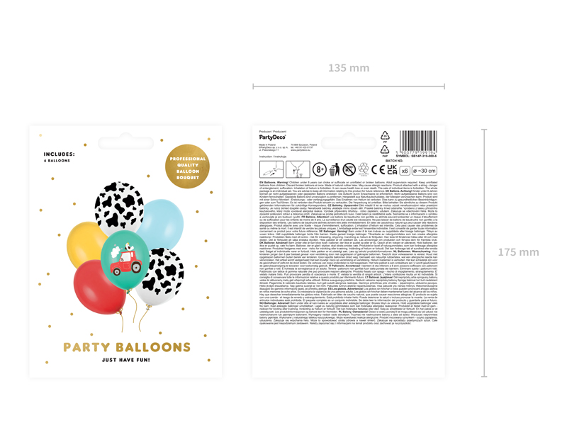 Balony 30 cm, Farma, mix (1 op. / 6 szt.) - obrazek 5