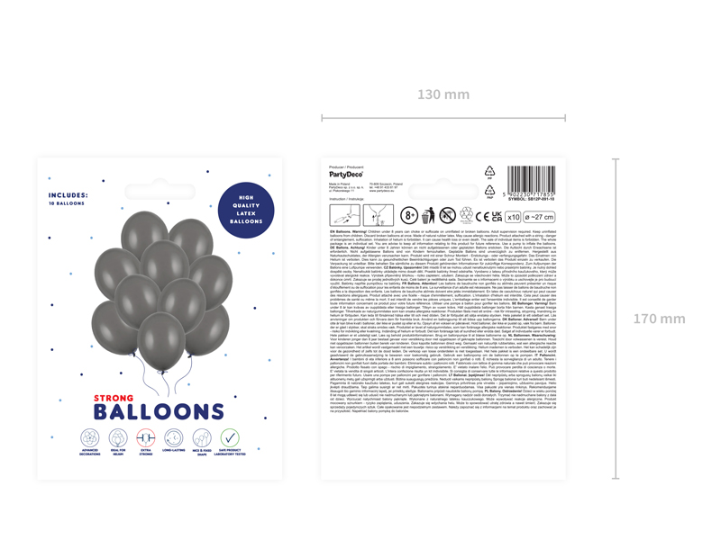 Balony Strong 27cm, Pastel Grey (1 op. / 10 szt.) - obrazek 4