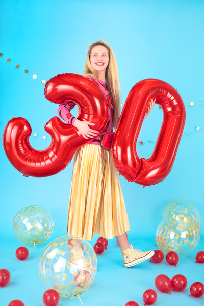 Balon foliowy Cyfra ''0'', 86cm, czerwony - obrazek 5