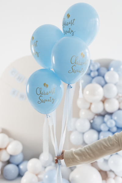 Balony Eco 33 cm, Chrzest Święty, błękit (1 op. / 6 szt.) - obrazek 3