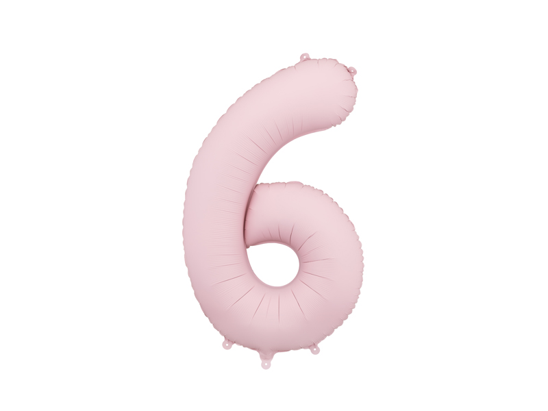 Balon foliowy Cyfra '6', 86cm, jasny różowy