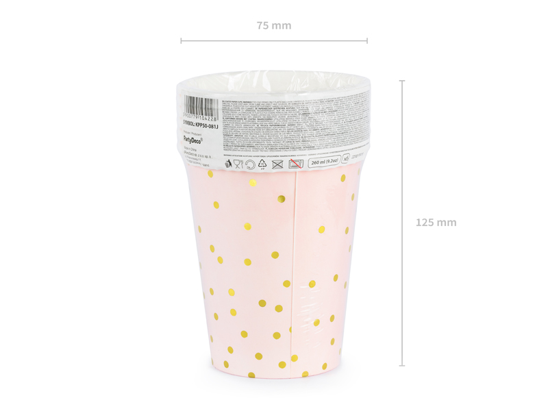 Kubeczki Kropki, jasny róż, 260 ml (1 op. / 6 szt.) - obrazek 5