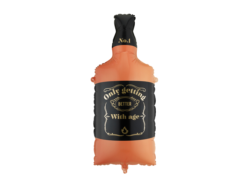 Balon foliowy Whisky, 34x86 cm, pomarańczowo-czarny