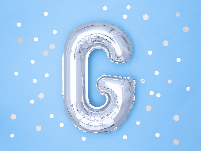 Balon foliowy Litera ''G'', 35cm, srebrny - obrazek 2