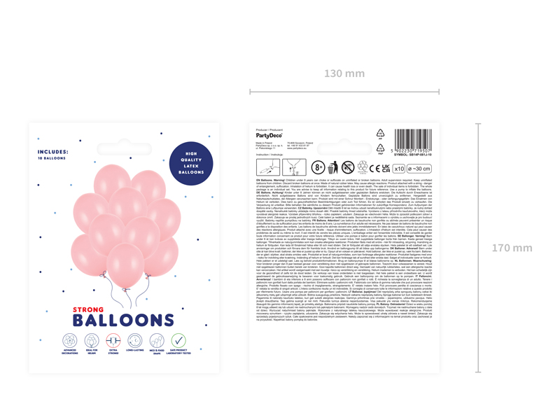 Balony Strong 30cm, Pastel Baby Pink (1 op. / 10 szt.) - obrazek 4