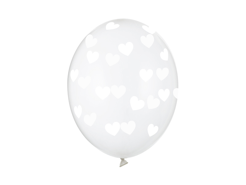 Balony 30cm, Serduszka, Crystal Clear (1 op. / 50 szt.)