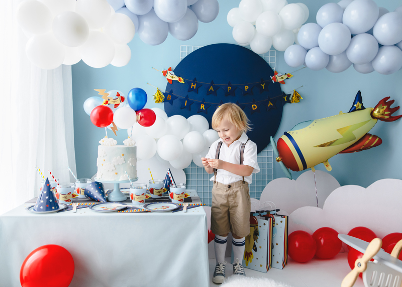 Balonowy topper na tort Samolot, mix, 29 cm - obrazek 5
