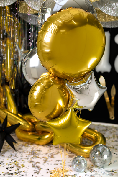 Balon foliowy okrągły Pastylka, 45 cm, srebrny - obrazek 5