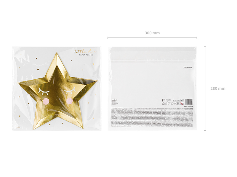 Talerzyki Little Star - Gwiazda, złoty, 27cm (1 op. / 6 szt.) - obrazek 9