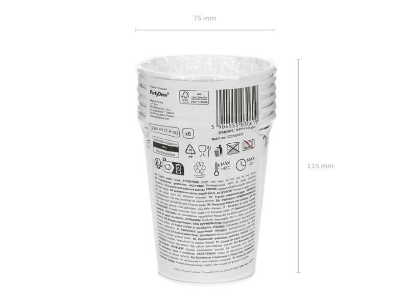 Kubeczki z ornamentem, biały, 220 ml (1 op. / 6 szt.) - obrazek 6