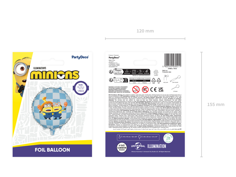 Balon foliowy pastylka Minionki, 35x35 cm, mix - obrazek 5
