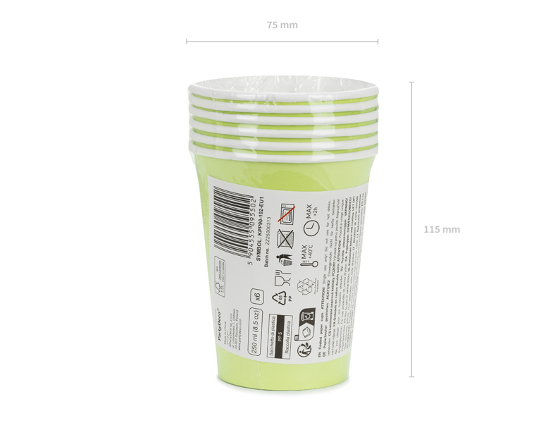 Kubeczki papierowe, jasny zielony, 250ml (1 op. / 6 szt.) - obrazek 6