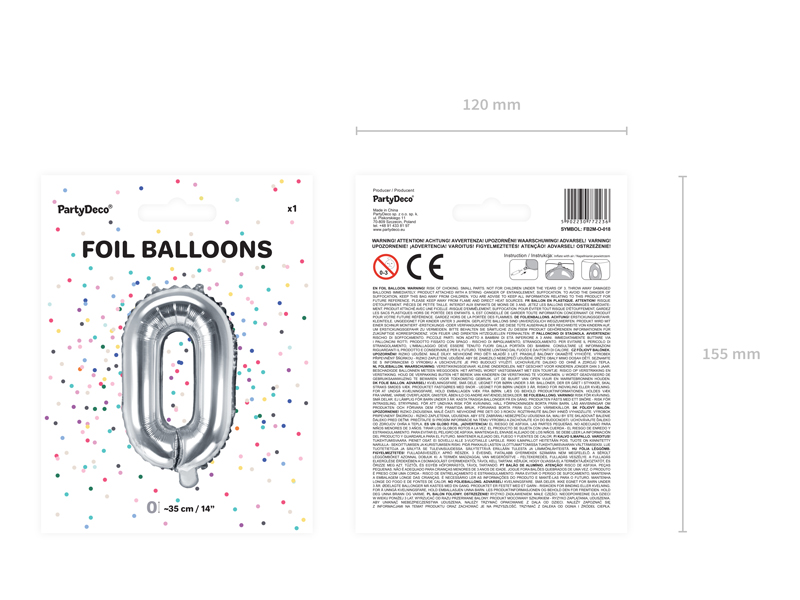 Balon foliowy Litera ''O'', 35cm, srebrny - obrazek 6