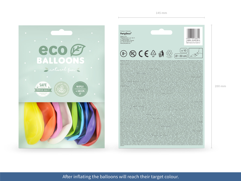 Balony Eco 30cm pastelowe, mix (1 op. / 10 szt.) - obrazek 2
