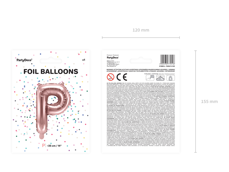 Balon foliowy Litera ''P'', 35cm, różowe złoto - obrazek 8
