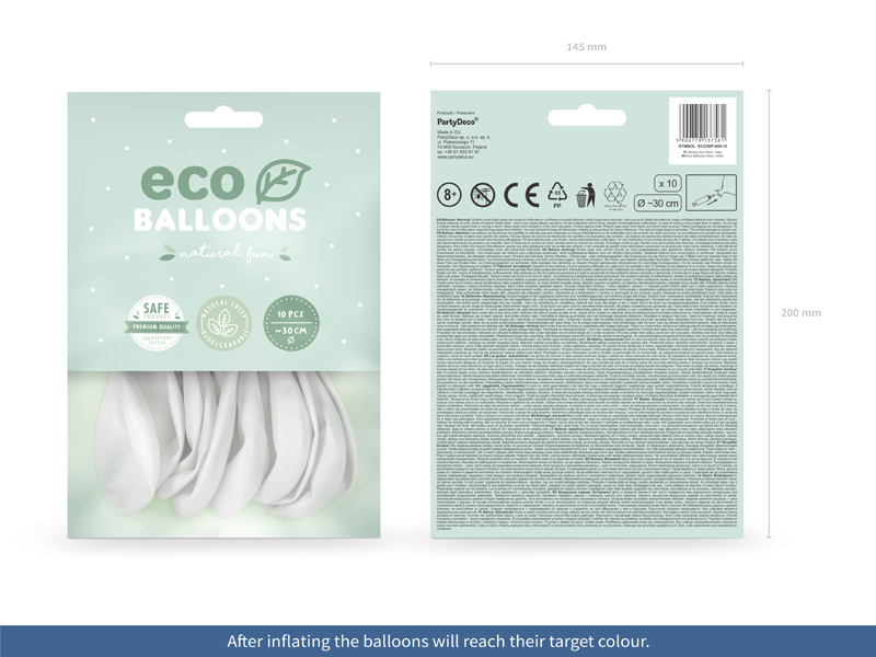 Balony Eco 30cm pastelowe, biały (1 op. / 10 szt.) - obrazek 8