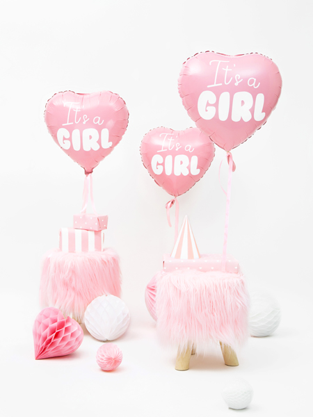 Balon foliowy Serce - It's a girl, 45cm, jasny różowy - obrazek 3