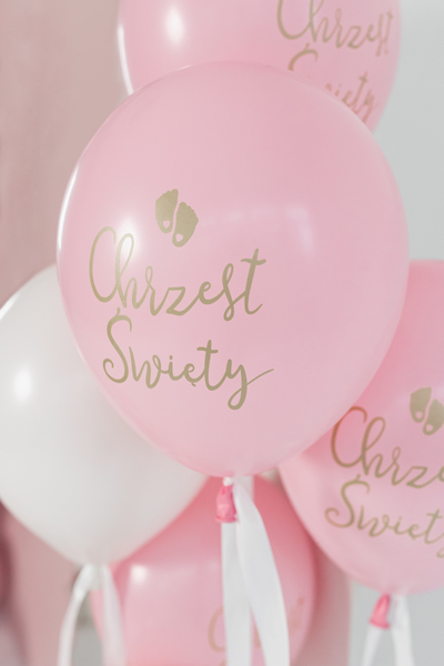 Balony Eco 33 cm, Chrzest Święty, rumiany różowy (1 op. / 6 szt.) - obrazek 2