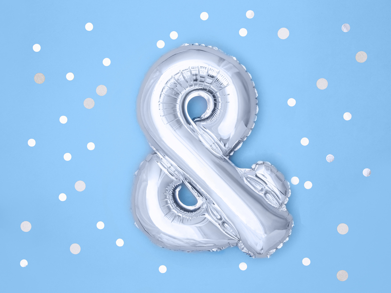Balon foliowy &, 35cm, srebrny - obrazek 2