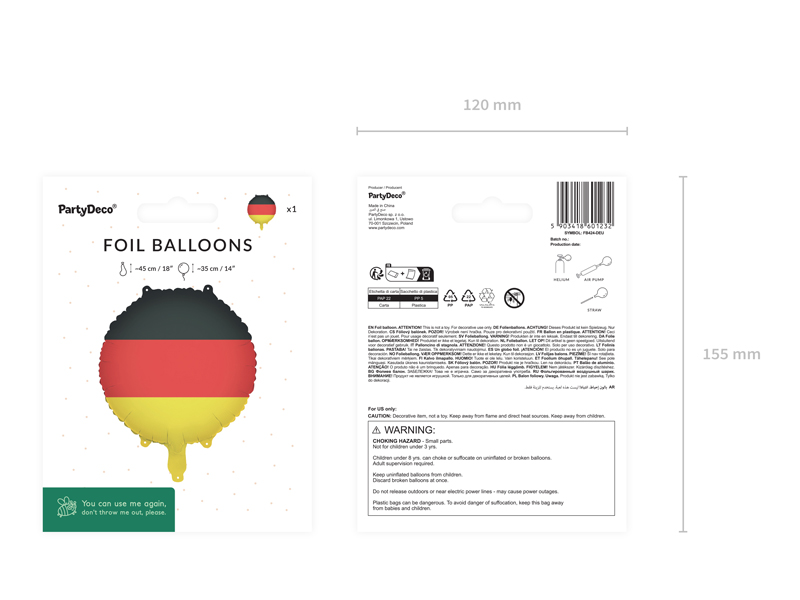 Balon foliowy Flaga Niemiec, 35 cm, mix - obrazek 5