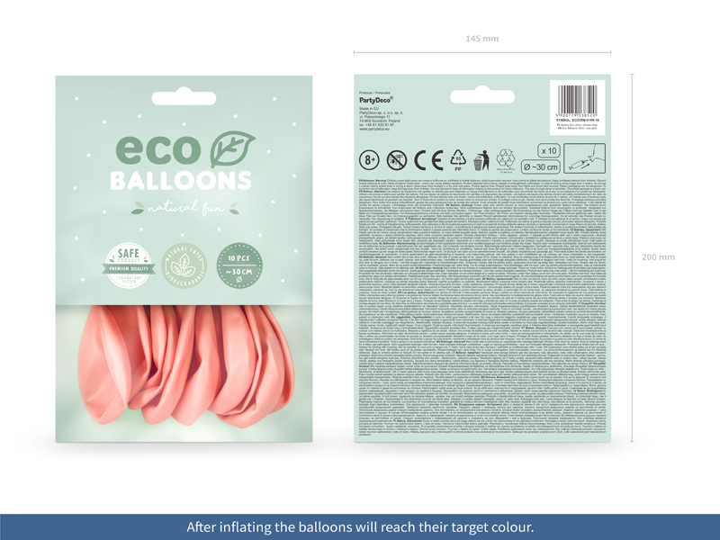 Balony Eco 30cm metalizowane, różowe złoto (1 op. / 10 szt.) - obrazek 3