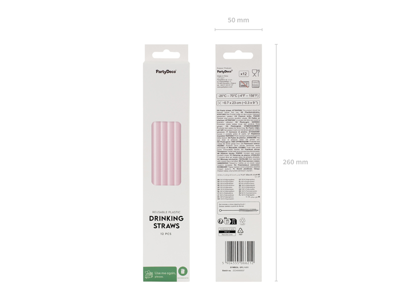 Słomki plastikowe, 23 cm, różowy (1 op. / 12 szt.) - obrazek 7