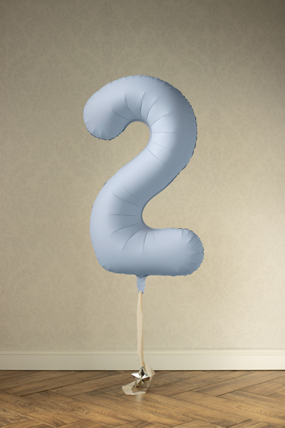 Balon foliowy Cyfra '2', 86cm, mglisty niebieski - obrazek 3