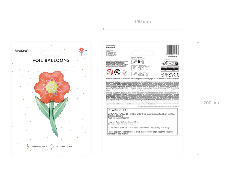 Balon foliowy Kwiatek, 53x96 cm, mix - obrazek 8