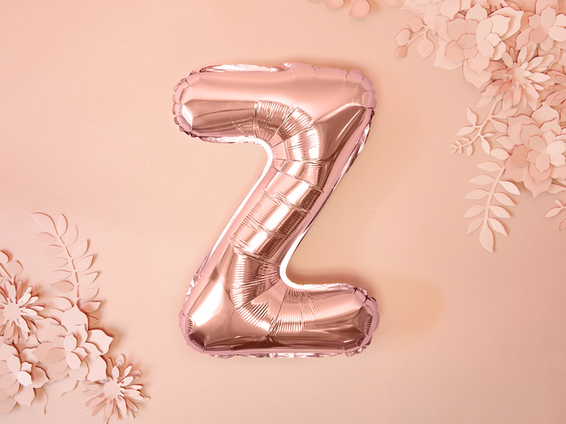 Balon foliowy Litera ''Z'', 35cm, różowe złoto - obrazek 2