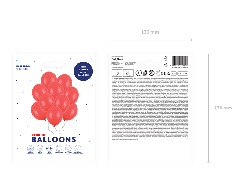 Balony Strong 27cm, Pastel Poppy Red (1 op. / 10 szt.) - obrazek 3