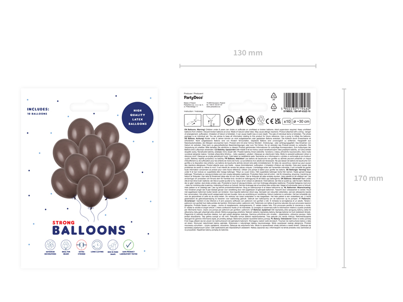 Balony Strong 30cm, Pastel Cocoa Brown (1 op. / 10 szt.) - obrazek 4