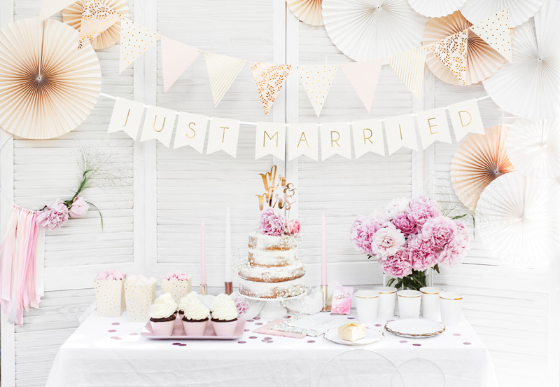 Baner Just Married, biały, 15 x 155 cm - obrazek 3