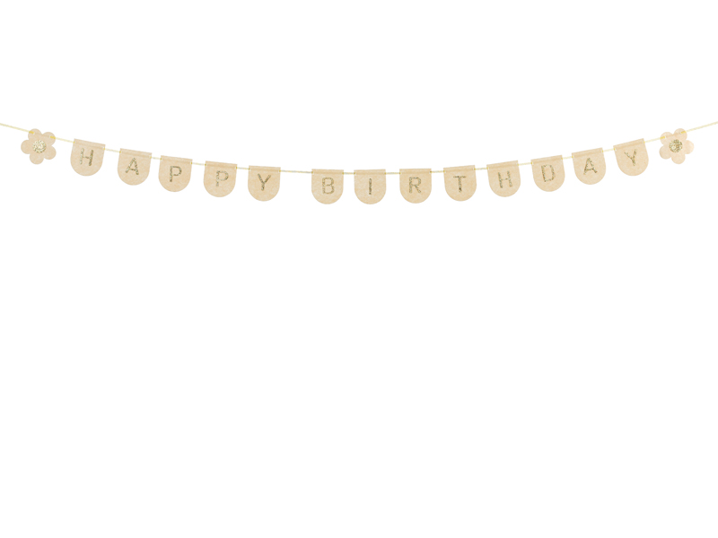 Baner filcowy, Happy Birthday, różowy, 3m - obrazek 2