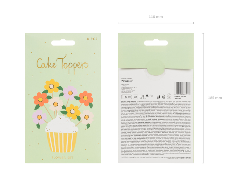 Toppery na tort Kwiaty, mix, 13 cm (1 op. / 8 szt.) - obrazek 5
