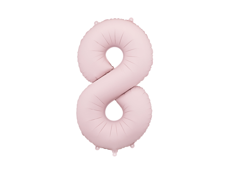 Balon foliowy Cyfra '8', 86cm, jasny różowy